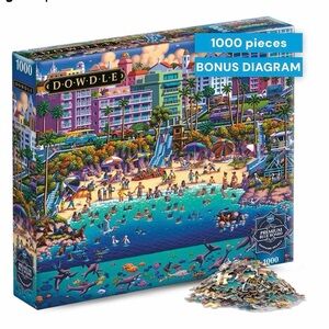 Dowdle 1000-Piece Beach Puzzle – Vibrant Blue & Green Coastal Illustration
